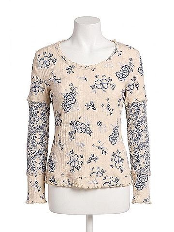 Tribal Pointelle Scoop Neck Top in Slateblue (view 1)