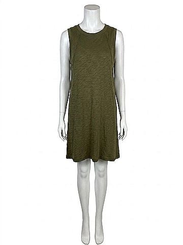 Bobi Raglan Seamed Tank Dress in Green (view 1)