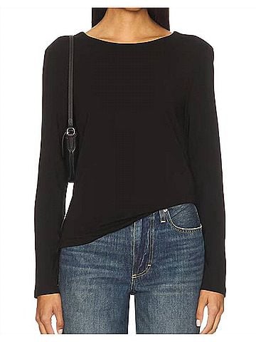 Bobi Open Cowl Back Top in Black (view 2)