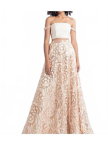 Rachel Allan Floral Sequin Two-Piece Gown in Champagne (view 2)