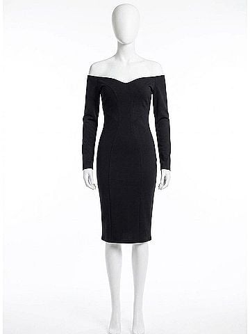 Rachel Allan Long Sleeve Off Shoulder Jersey Cocktail Dress in Black (view 1)