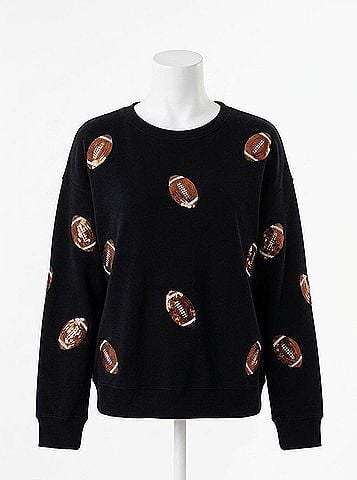 Shiraleah Sequin Football Sweatshirt in Black (view 1)