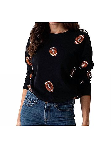 Shiraleah Sequin Football Sweatshirt in Black (view 2)