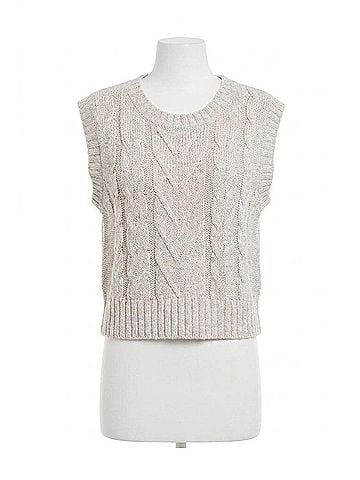 Tribal Claire Crop Sweater Vest in Ecru Marl (view 1)
