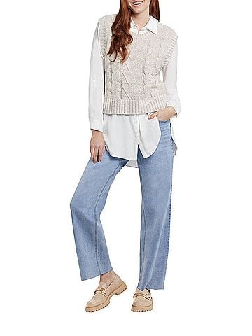 Tribal Claire Crop Sweater Vest in Ecru Marl (view 2)