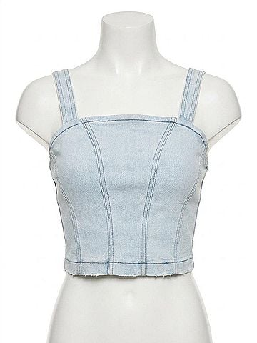Hidden Jeans Bustier Top in Light Wash (view 1)
