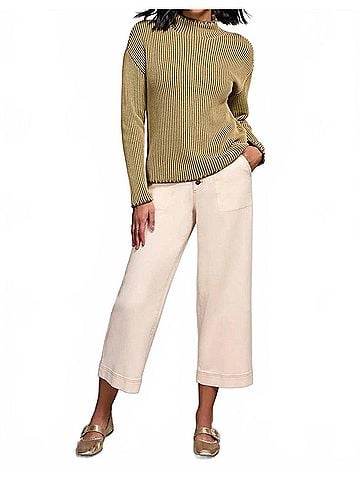 Tribal Combed Cotton Two Tone Rib Sweater in Leek (view 2)