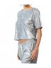 Bobi Silver Keyhole Back Sequin Top in Silver Size L - photo 2