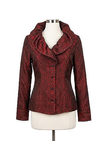 Samuel Dong Women's Woven Jacquard Blouse in Merlot (view 1)