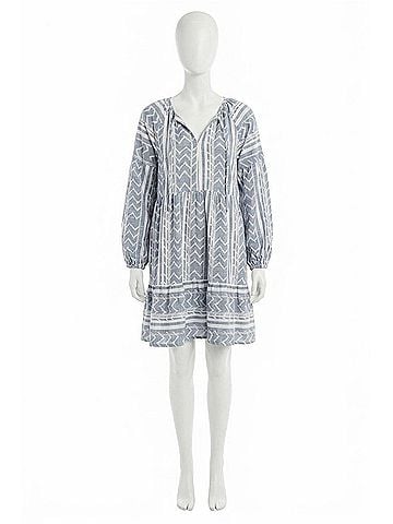 Tribal Lined Multi Cut Mini Dress in Scuba Blue (view 1)