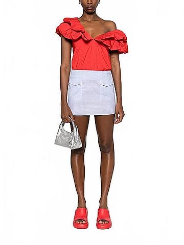 Essentiel Antwerp Hillary V-Neck Bodysuit in Red (view 2)