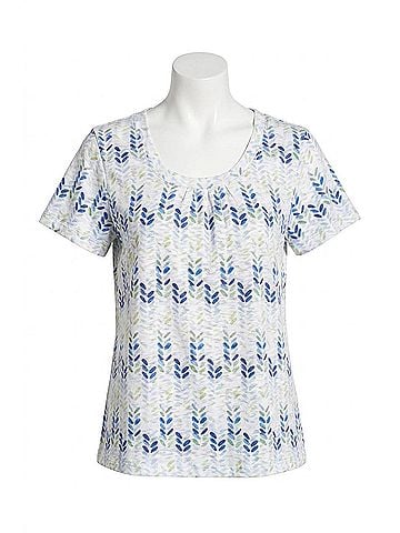 Tribal Flutter Sleeve U-Neck Top in Wildlime (view 1)