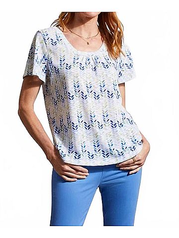 Tribal Flutter Sleeve U-Neck Top in Wildlime (view 2)
