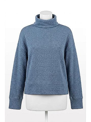 Tribal Funnel Neck Top in Blue (view 1)
