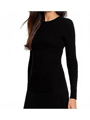 Nic + Zoe Ribbed Sweater Tee in Black (view 2)