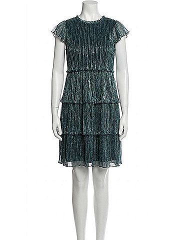 Vince Camuto Women's Metallic Tiered Crinkle Dress in Blue Shimmer (view 1)