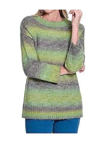 MULTIPLES Ombre Striped Sweater in Olive (view 2)