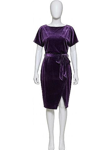 Kensie Women's Velvet Boatneck Midi Dress in Purple (view 1)