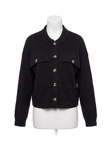 Tribal Brushed Waffle Knit Shacket in Black (view 1)
