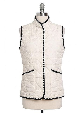 MULTIPLES Quilted Woven Vest in Crimson Tide/Black (view 1)