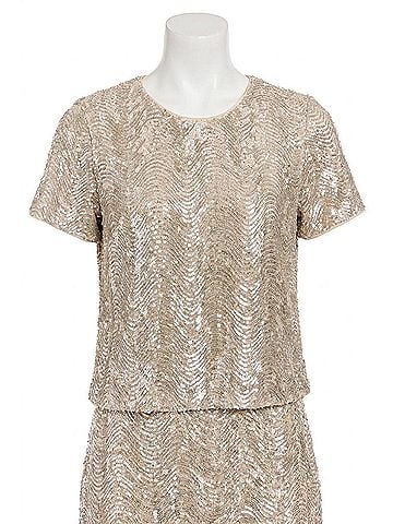 Maggy London Wavy Sequin Tee in Champagne (view 1)