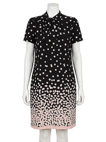 London Times Polka Dot Tie Dress in Black Pink (view 1)