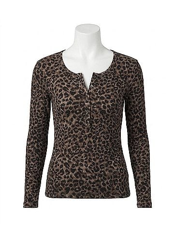 Splendid Leo Forever Henley Top in Leopard Print (view 1)