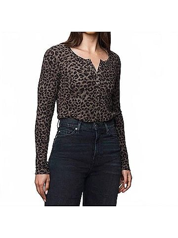 Splendid Leo Forever Henley Top in Leopard Print (view 2)