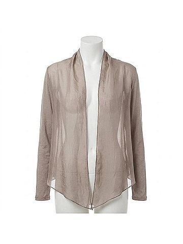 MADE IN ITALY Silk Front Tie Shrug in Dove Grey (view 1)