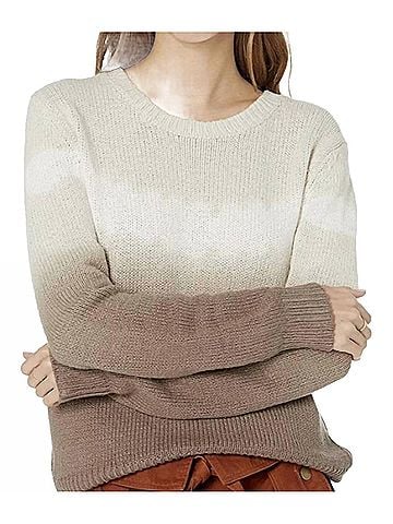 Splendid Dylan Long Sleeve Sweater in Toast Dip Dye (view 2)