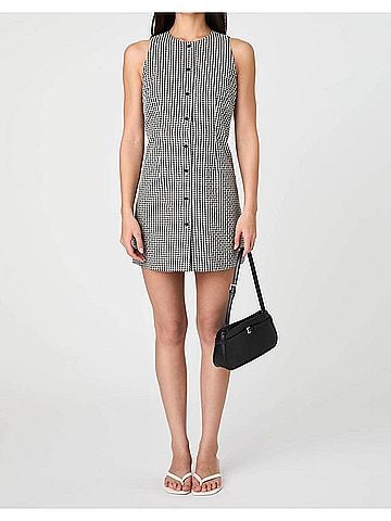 French Connection Gingham Mini Dress in Black Gingham (view 2)