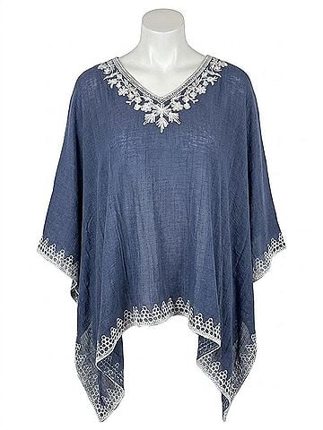Coco + Carmen Amaryllis Poncho Top in Navy (view 1)