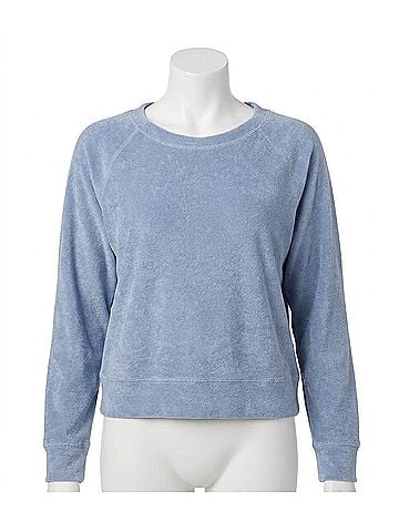 Bobi Long Sleeve Terry Raglan Top in Water (view 1)