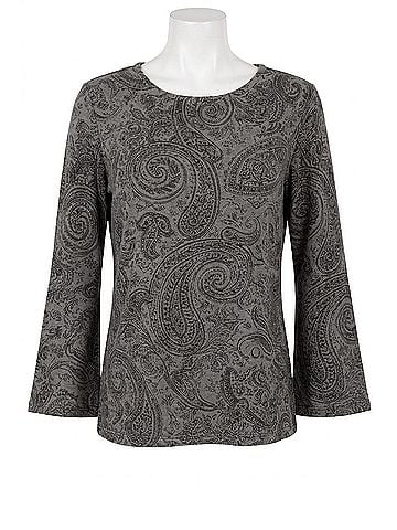 J'envie Marrakesh Paisley Top in Putty/Black (view 1)