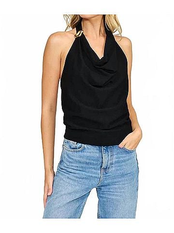 Lucy Paris Cali Twist Halter Top in Black (view 2)