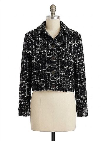 Brochu Walker Tweed Cropped Jacket in Black/White (view 1)