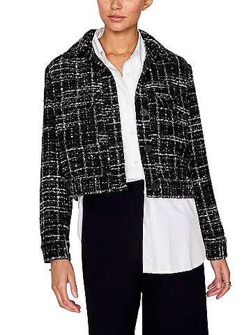 Brochu Walker Tweed Cropped Jacket in Black/White (view 2)