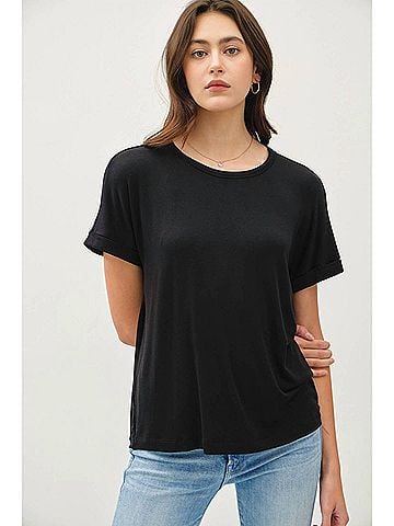 Be Cool Women's Everyday Modal Short Sleeve Top in Black (view 2)
