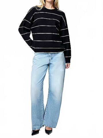 French Connection Riddley Crewneck Sweater in Black/ Porcelain Cream (view 2)