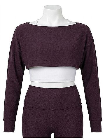 Beyond Yoga Duet 2-Way Convertible Shrug in Eggplant Purple (view 1)