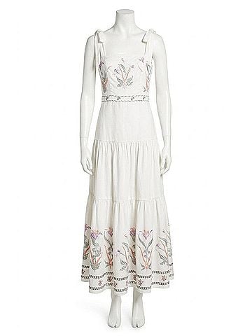 Adelyn Rae Olivia Placement Midi Dress in White (view 1)