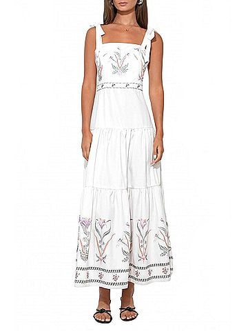 Adelyn Rae Olivia Placement Midi Dress in White (view 2)
