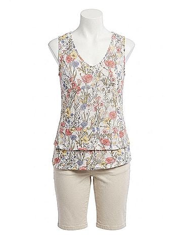 Tribal Kyra Floral Tiered Tank in Fern (view 1)