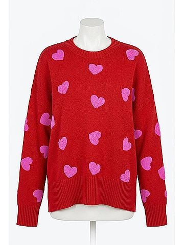 Beach Riot Callie Heart Sweater in Royal Red Hearts (view 1)