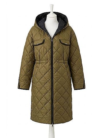 Tribal Long Sleeve Zip Front Reversible Puffer Jacket in Ivy (view 1)