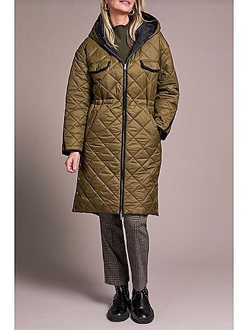 Tribal Long Sleeve Zip Front Reversible Puffer Jacket in Ivy (view 2)