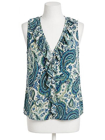 Drew Bree Print Ruffle Tank in Turqouise (view 1)
