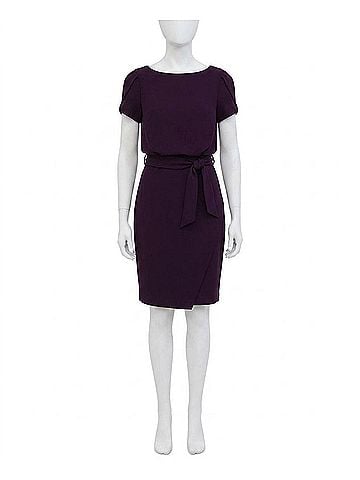 Kensie Tulip-Sleeve Tie-Waist Sheath Dress in Deep Purple (view 1)