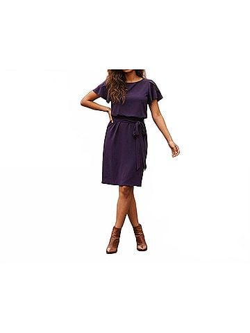 Kensie Tulip-Sleeve Tie-Waist Sheath Dress in Deep Purple (view 2)