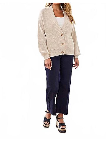 Tribal Long Sleeve Combed Cotton Cardigan in Canvas (view 2)